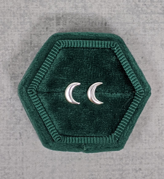 Sterling silver half moon studs