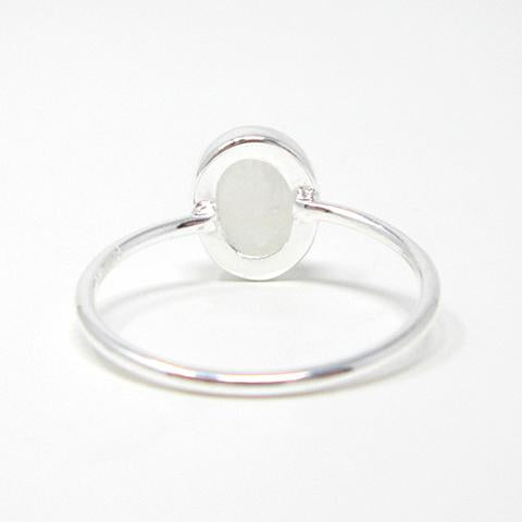 Sterling silver oval moonstone ring