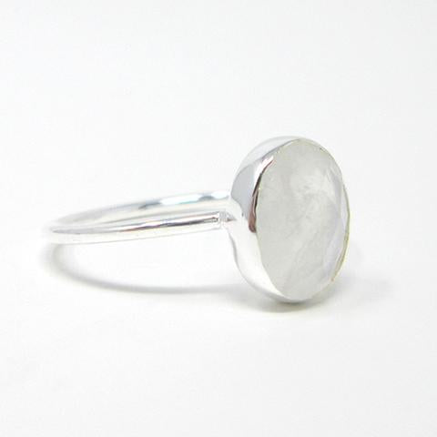 Sterling silver oval moonstone ring