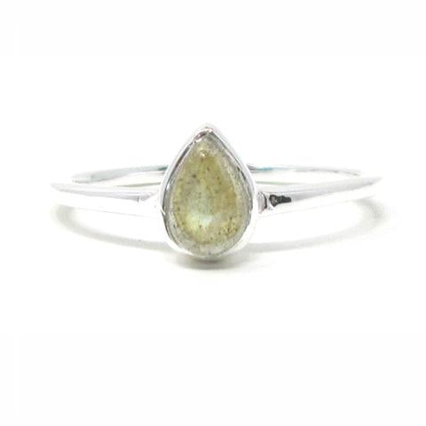 Sterling silver pear labradorite ring