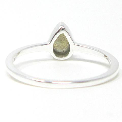 Sterling silver pear labradorite ring