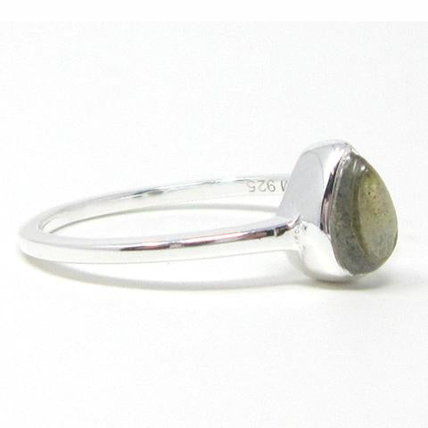 Sterling silver pear labradorite ring