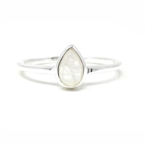 Sterling Silver Pear Moonstone Ring