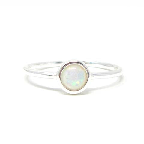 Sterling Silver Round Opal Ring