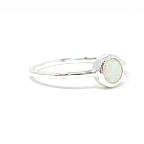 Sterling Silver Round Opal Ring