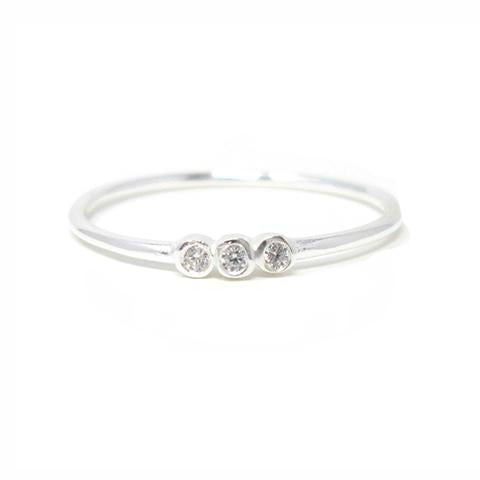 Sterling silver three stone ring with cubic zirconia