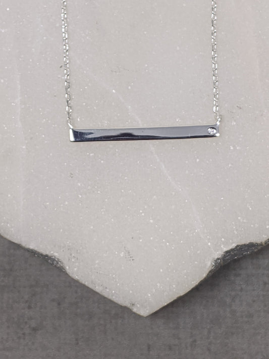 sterling silver bar necklace with cz