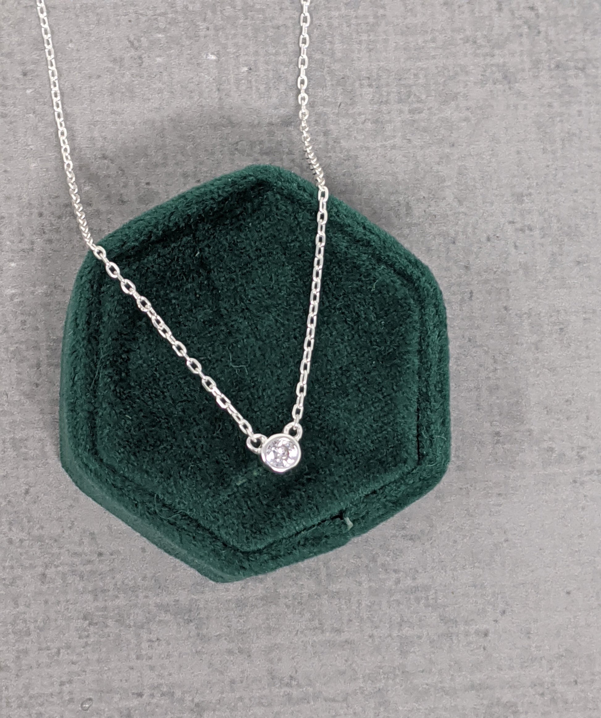 sterling silver cz bezel necklace