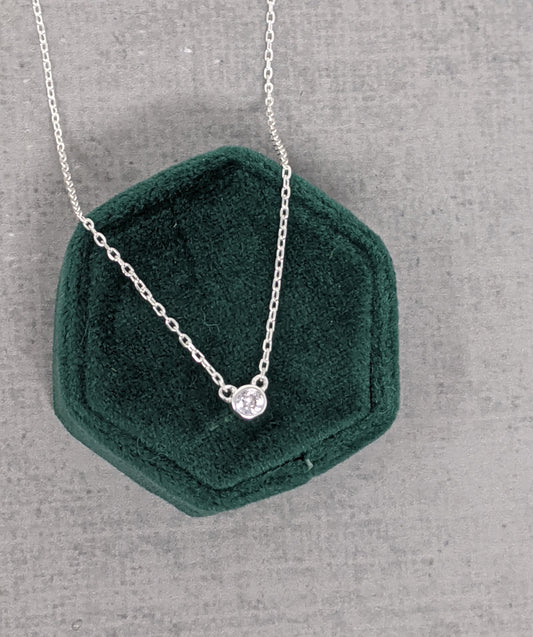 sterling silver cz bezel necklace