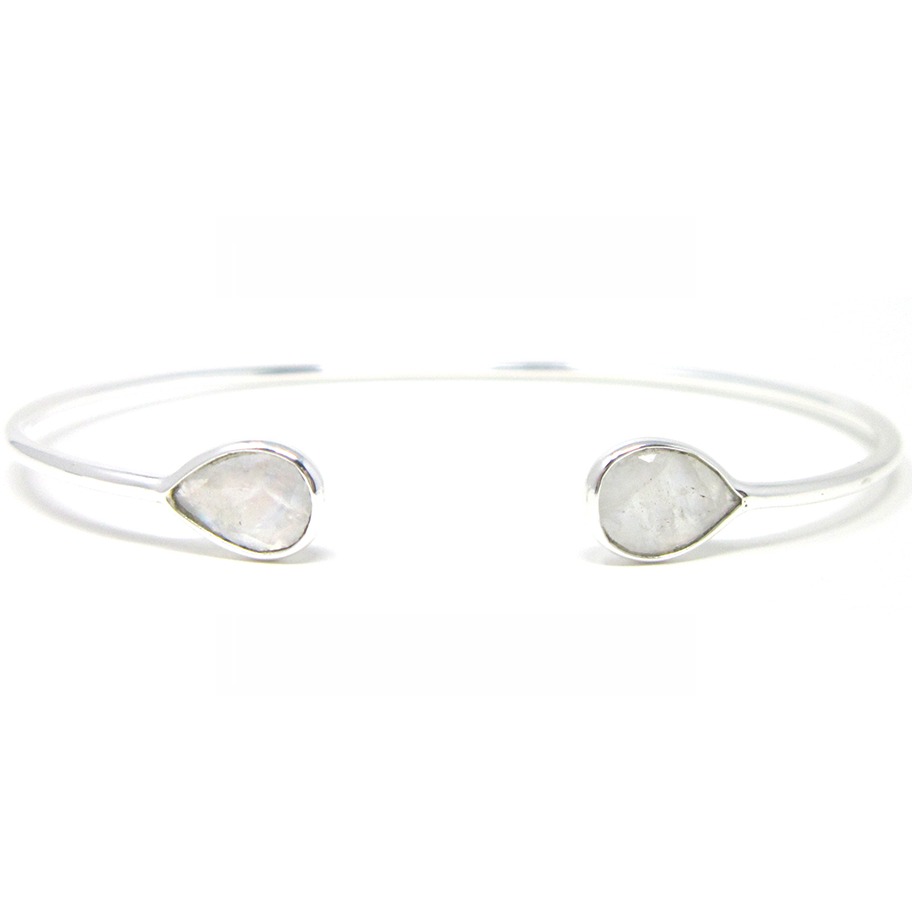 sterling silver moonstone pear cuff bracelet