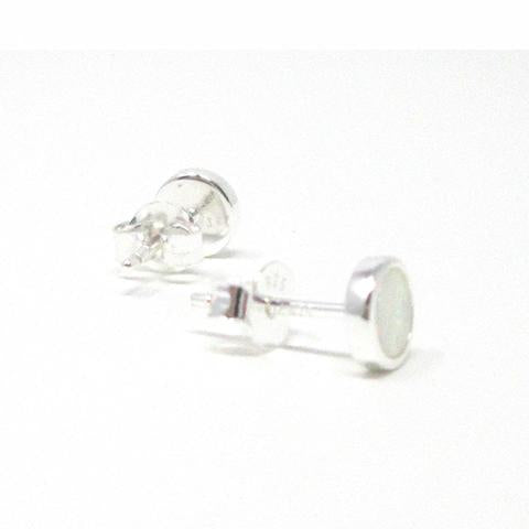 sterling silver round opal stud earrings