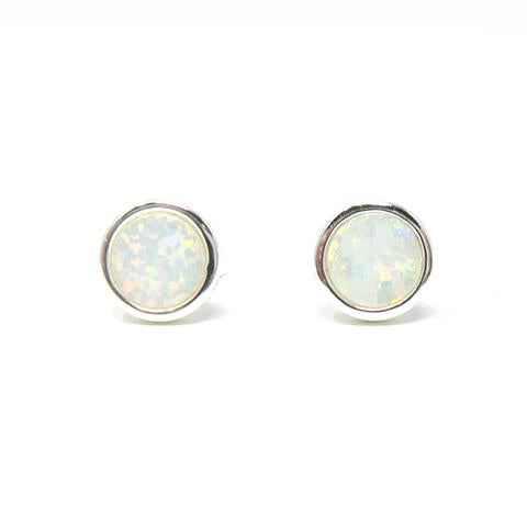 sterling silver round opal stud earrings