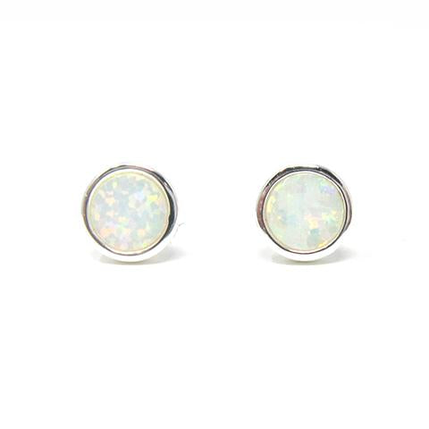sterling silver round opal stud earrings