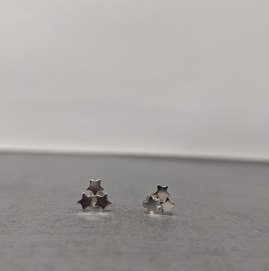 sterling silver star cluster stud earrings