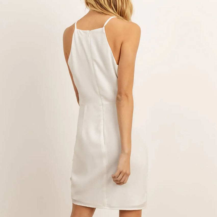 white halter mini dress