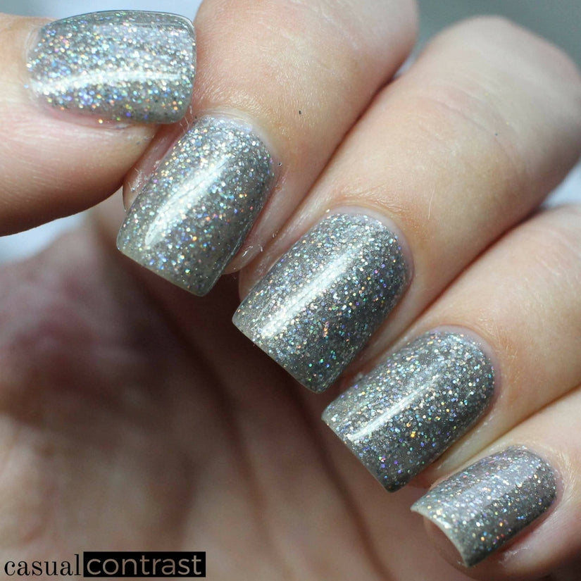 grey sparkle vegan nail polish