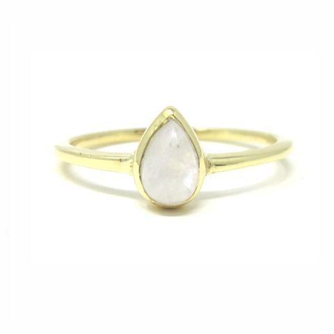 yellow gold pear moonstone ring