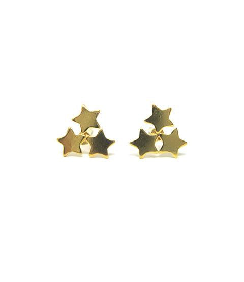 yellow gold star cluster stud earrings